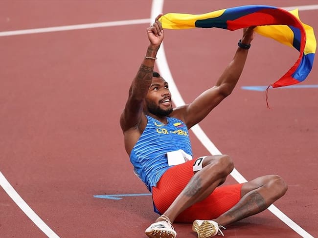 Anthony Zambrano, atleta colombiano ganó medalla de plata en los 400 metros de los Juegos Olímpicos de Tokio 2020. Foto: David Ramos/Getty Images