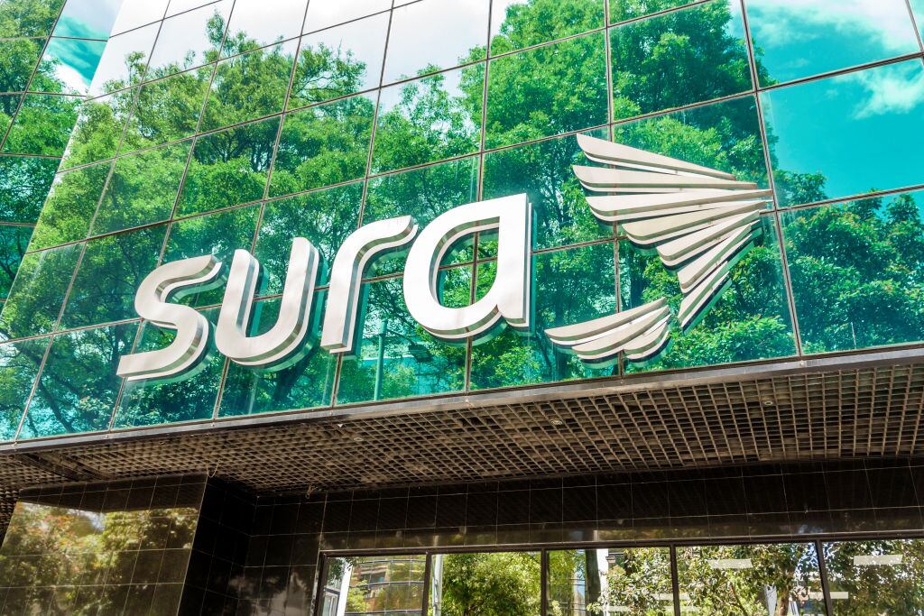 Bogota, Colombia, El Chico, Sura insurance company, building exterior and logo. (Photo by: Jeffrey Greenberg/Universal Images Group via Getty Images)