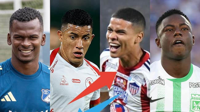 Carlos Darwin Quintero, Cristian Barrios, José Enamorado y Marino Hinestroza. Fotos: X @MillosFCoficial / (Photo by Buda Mendes/Getty Images) / Jairo Kassiani/Colprensa / (Photo by Daniel Garzon Herazo/NurPhoto via Getty Images)