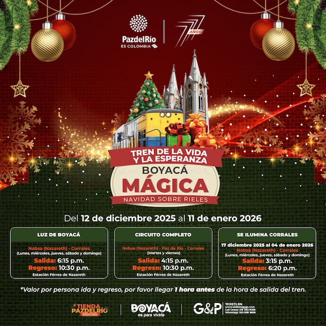Boyacá celebra la Navidad con el Tren de la Vida y la Esperanza: rutas, vagones de lujo y tradición local