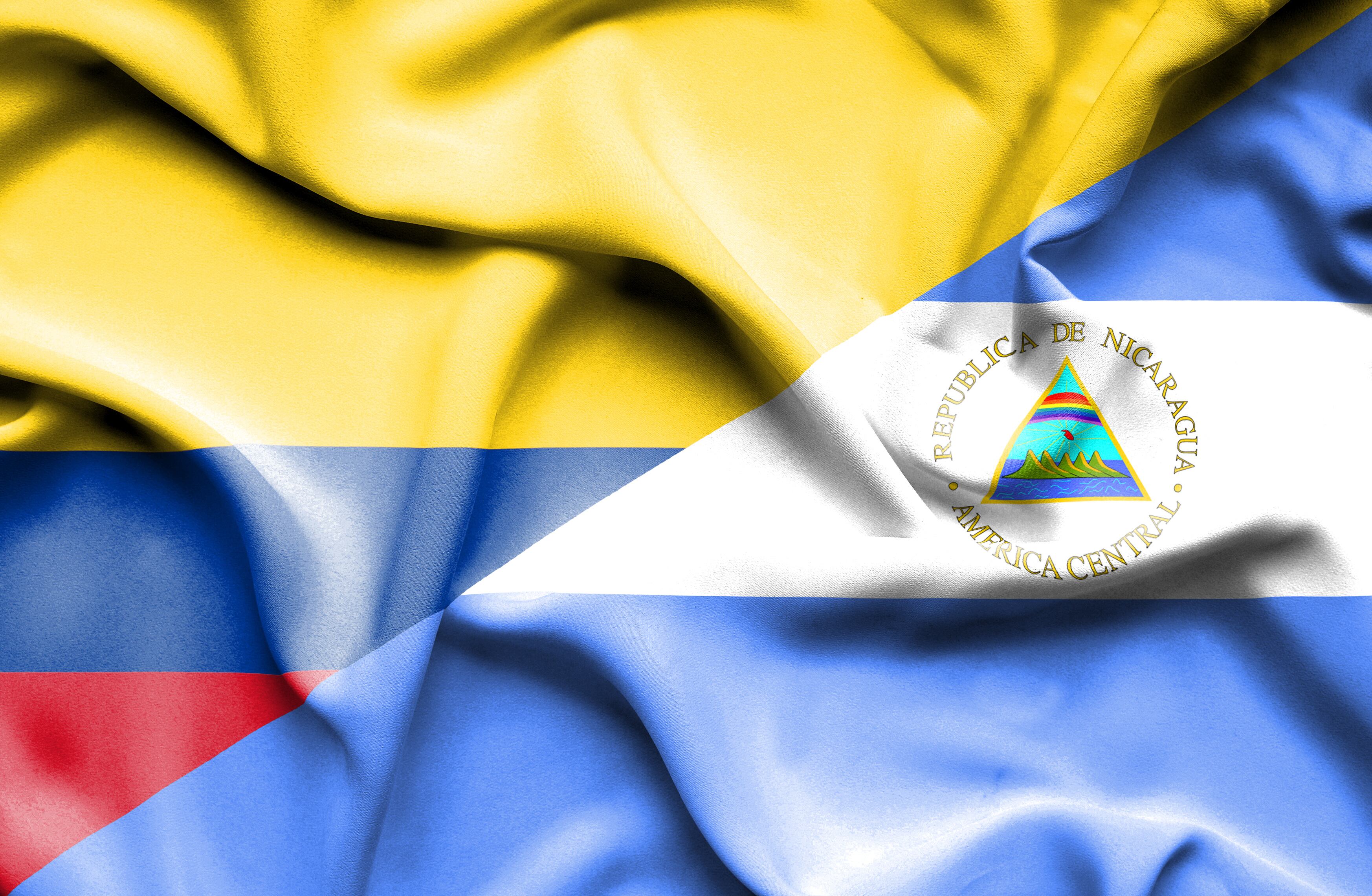 Bandera de Colombia y Nicaragua. Foto: GettyImages