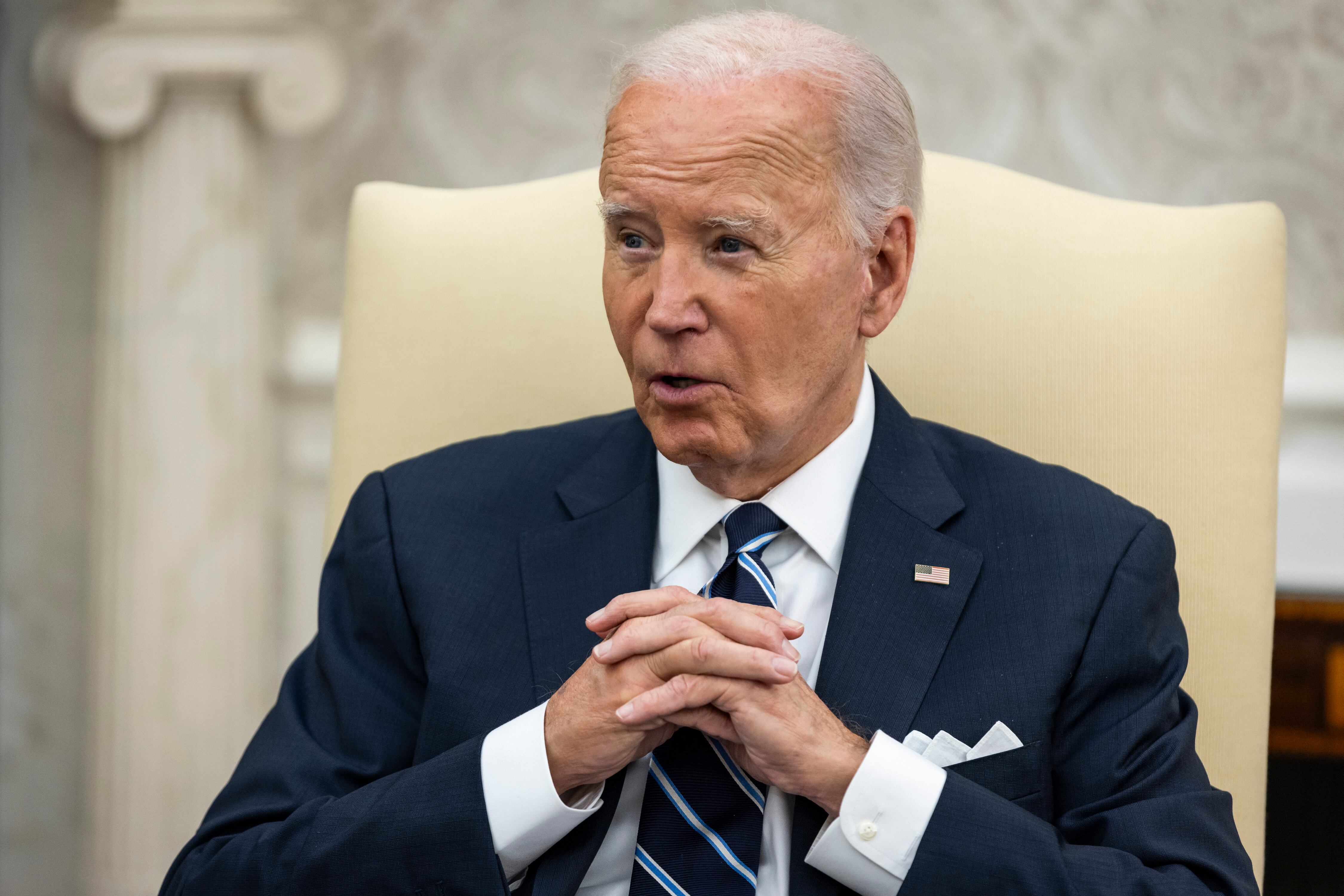 Joe Biden, presidente de Estados Unidos. FOTO: EFE/EPA/SAMUEL CORUM / POOL