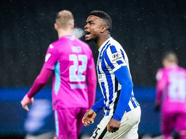 Delantero colombiano Jhon Córdoba en su etapa en el Hertha Berlin. Foto: Jan-Philipp Burmann/City-Press via Getty Images