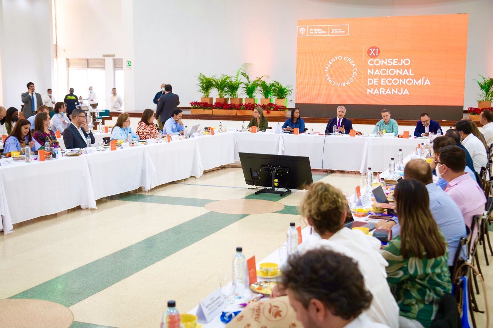 Presidente Duque anunció la recuperación del 100% de los empleos en la Economía Naranja del país. Foto: Presidencia en el evento en Carmen de Viboral