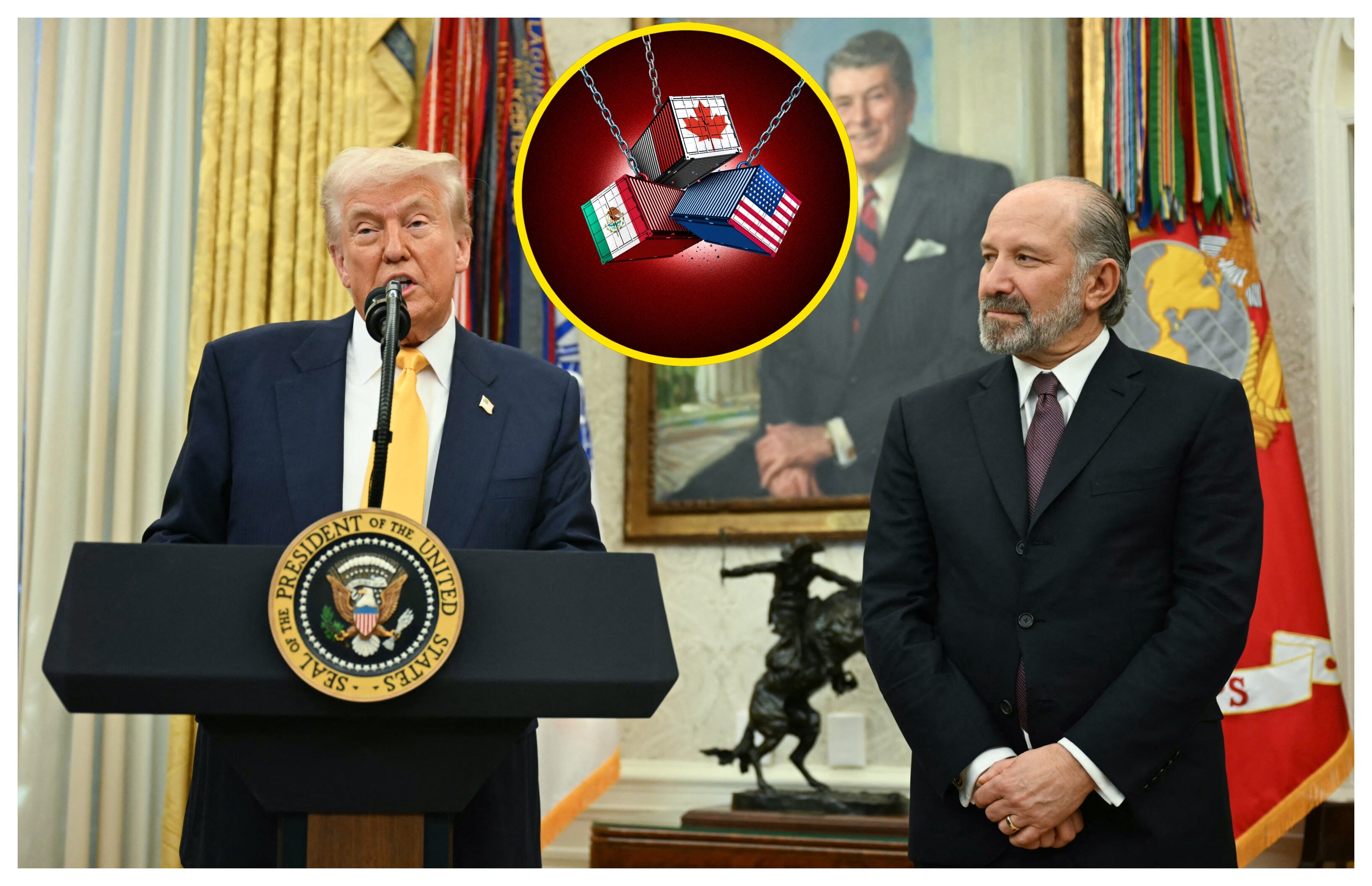 Imagen de referencia, Donald Trump y Howard Lutnick. FOTO: JIM WATSON/AFP via Getty Images