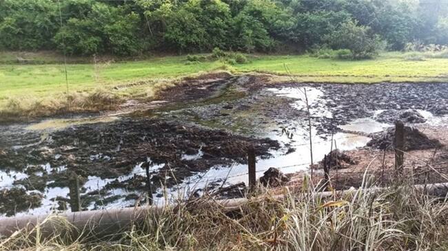 Oleoducto en el que se detonaron artefactos explosivos.. Foto: Ecopetrol.