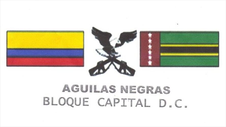 Este logo tiene un problema de inconsistencia de los que suele identificar la DIPOL. Dice "Bloque Capital D.C.", en referencia a Bogotá, pero la bandera de la derecha es del departamento de Santander. Foto: Imagen tomada de BBC Mundo.