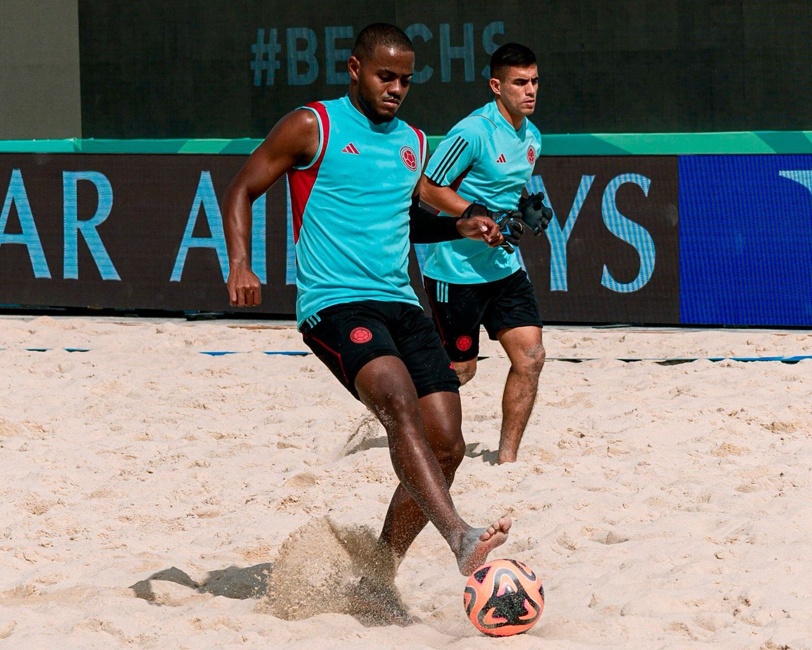 Selección Colombia de Fútbol Playa. Foto: X @FCFSeleccionCol