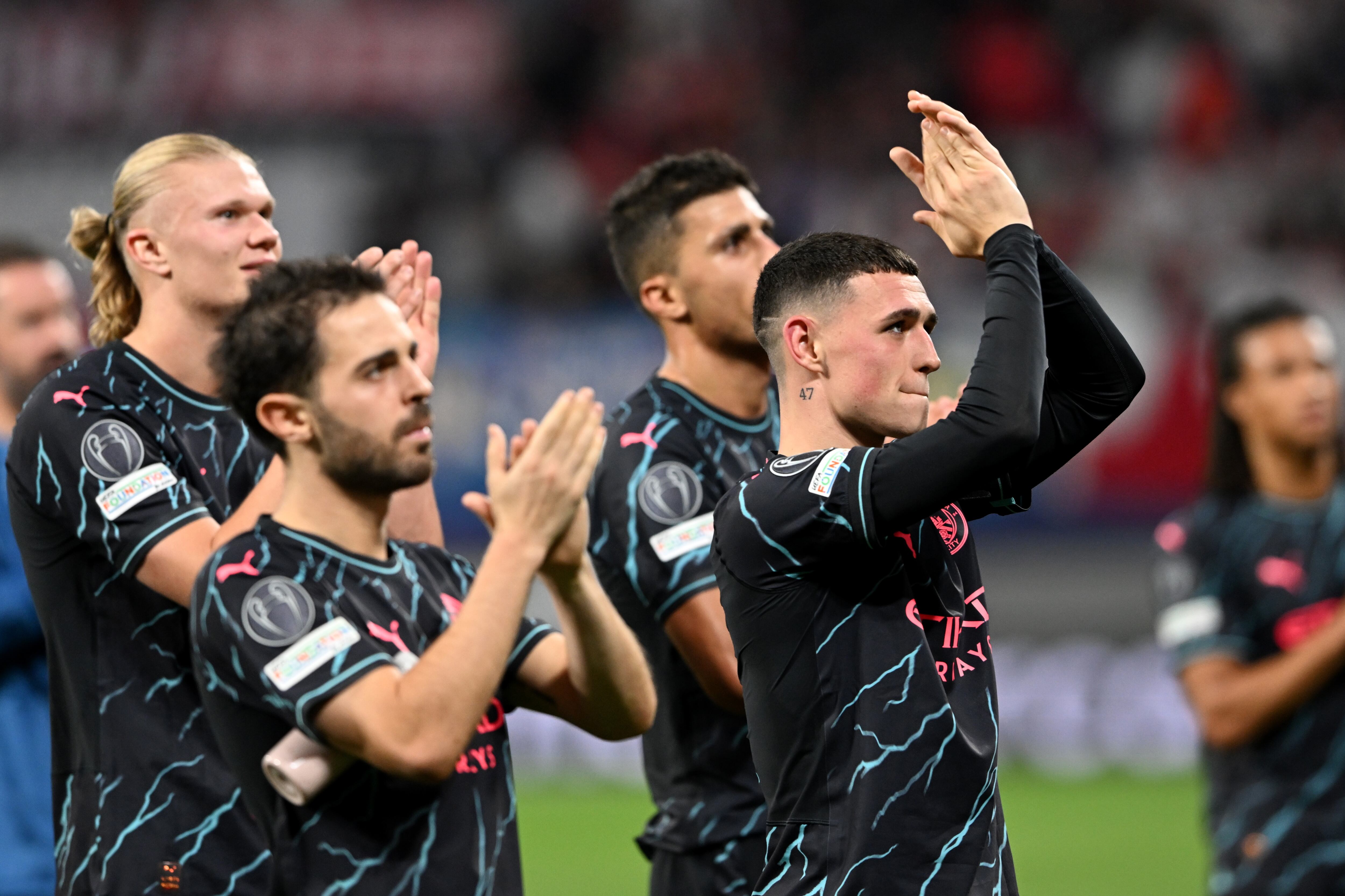 Jugadores del Manchester City en Champions League. Foto: EFE.