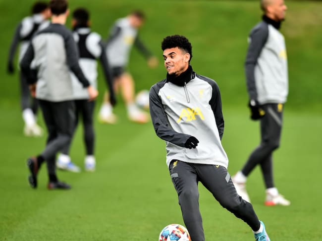 Luis Díaz en un entrenamiento con el Liverpool / Getty Images