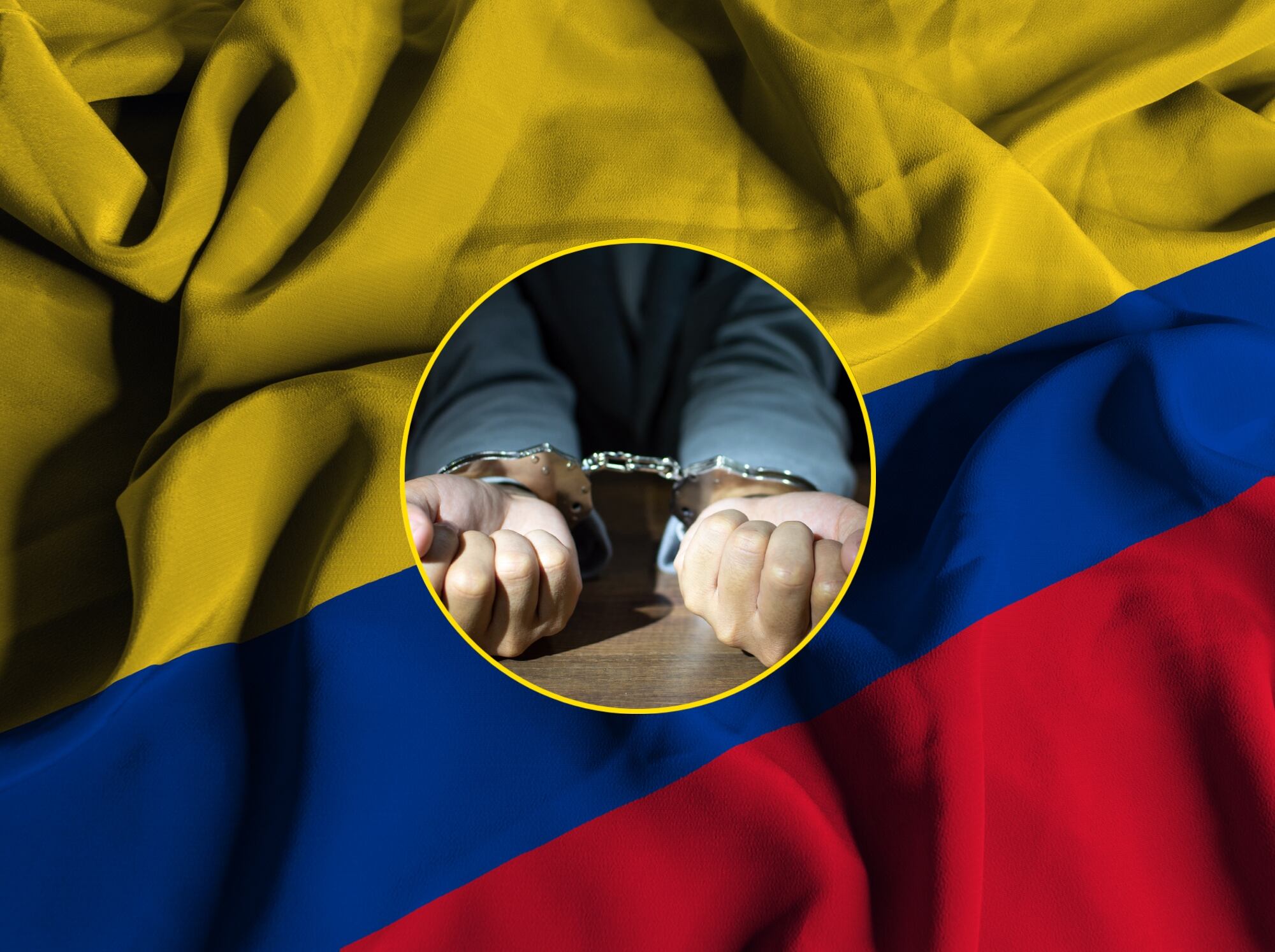 Bandera de Colombia e imagen de referencia de detenido. Fotos: Getty Images