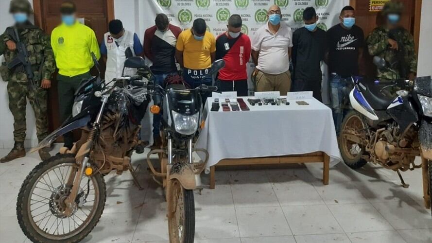 Capturan a siete presuntos informantes del Clan del Golfo en Córdoba. Foto: prensa Policía.