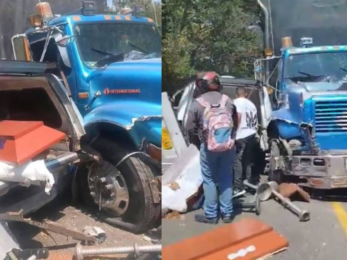 En la Zona Bananera carroza fúnebre chocó con camión y cadáver quedó en plena vía pública