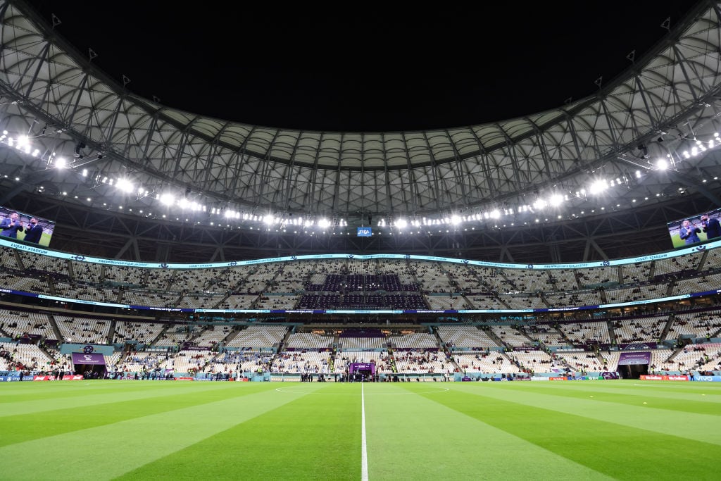 LUSAIL CITY, QATAR - NOVEMBER 28: A general view of the stadium prior to the FIFA World Cup Qatar 2022 Group H match between Portugal and Uruguay at Lusail Stadium on November 28, 2022 in Lusail City, Qatar. (Photo by Youssef Loulidi/Fantasista/Getty Images)