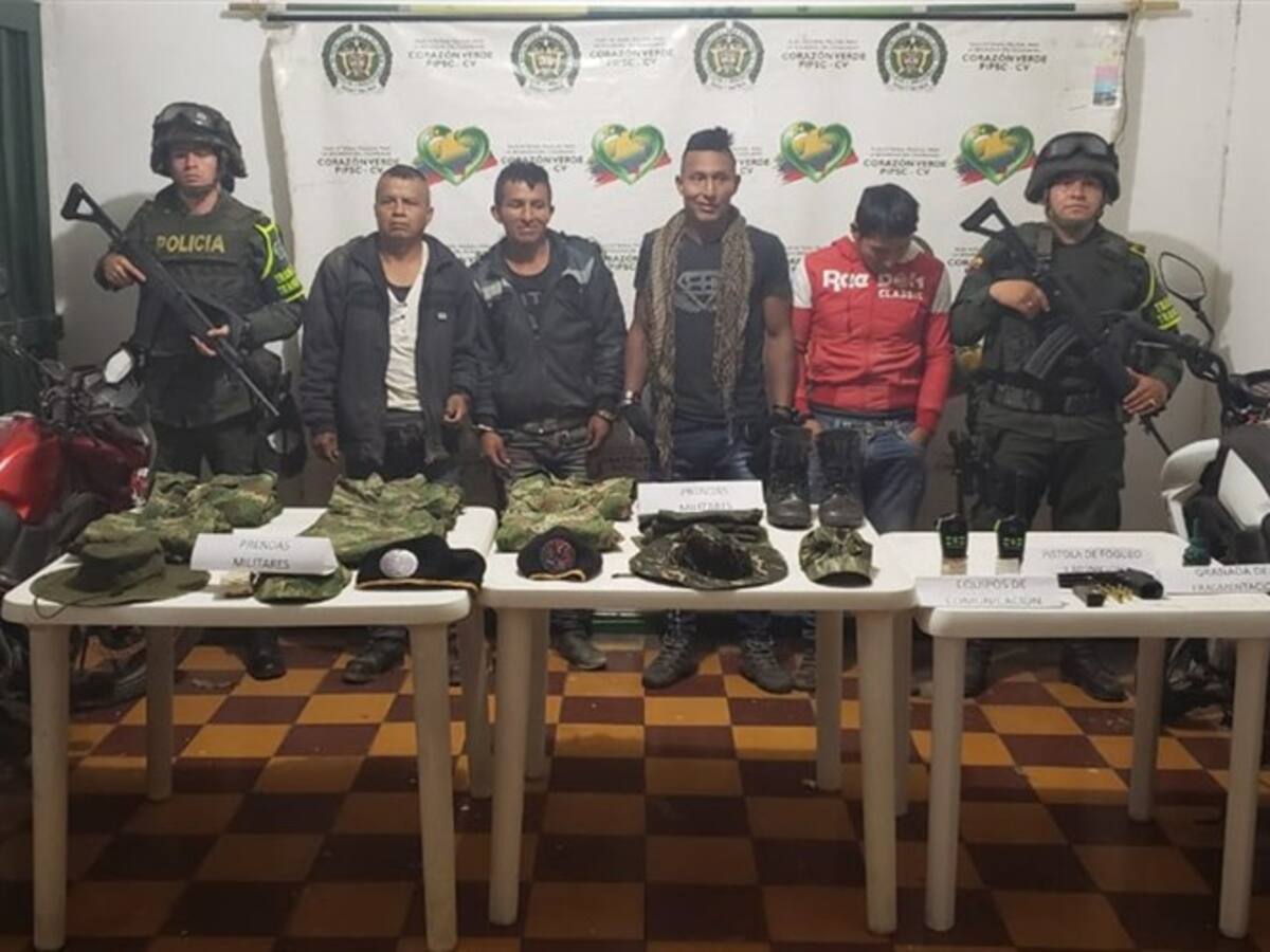Capturados cuatro presuntos disidentes de las Farc en Cauca