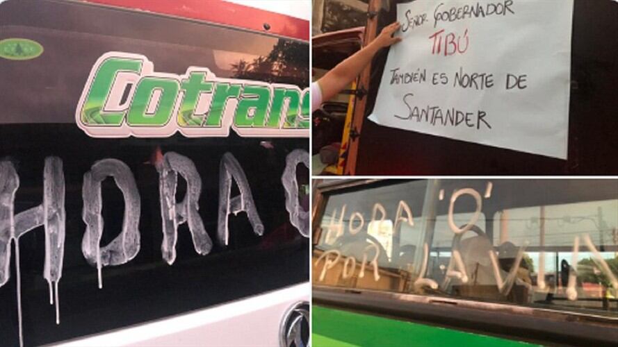Transportadores y comunidad protesta por condiciones de las vías en el Catatumbo. Foto: Cortesía W Radio