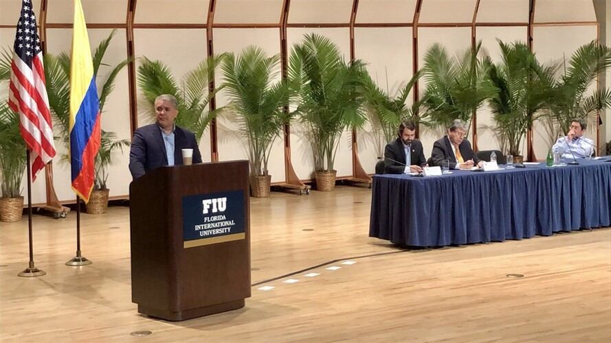 En medio de la polémica por varias fotos del ‘dossier’ entregado a la ONU, Iván Duque aclaró que el Gobierno no se detendrá y seguirá denunciando. Foto: María Kamila Correa