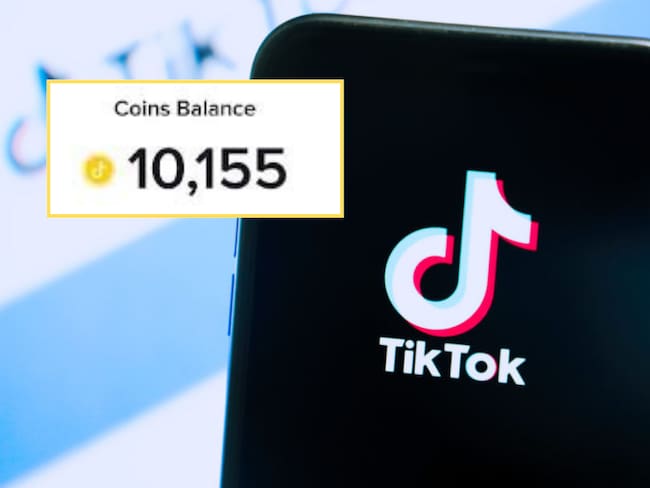 Monedas de TikTok / Celular con el logo de TikTok (Getty Images)
