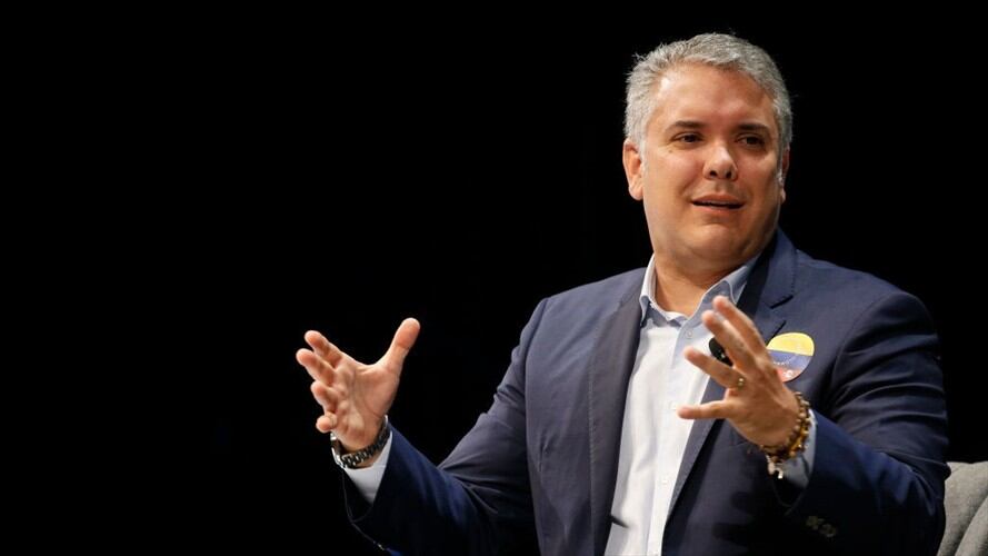 Desde el Foro Económico Colombia en Dubai, el presidente Iván Duque puso una nueva cifra de crecimiento económico. Foto: Getty Images / RICHARD BORD