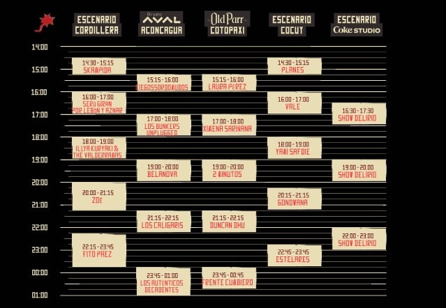 Programación Festival Cordillera domingo