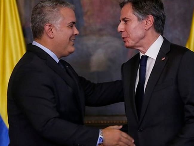 Presidente Iván Duque y el Secretario de Estado de EE. UU., Antony Blinken. Foto: Colprensa / Nuestra presencia aquí es símbolo de la buena relación entre Colombia y EEUU: Blinken