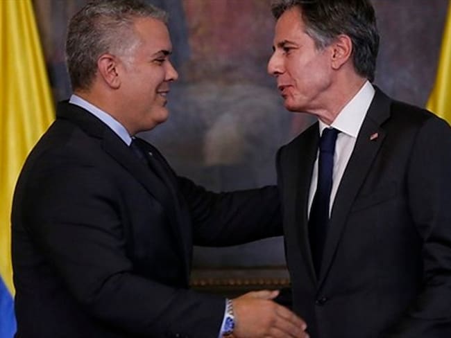 Presidente Iván Duque y el Secretario de Estado de EE. UU., Antony Blinken. Foto: Colprensa / Nuestra presencia aquí es símbolo de la buena relación entre Colombia y EEUU: Blinken