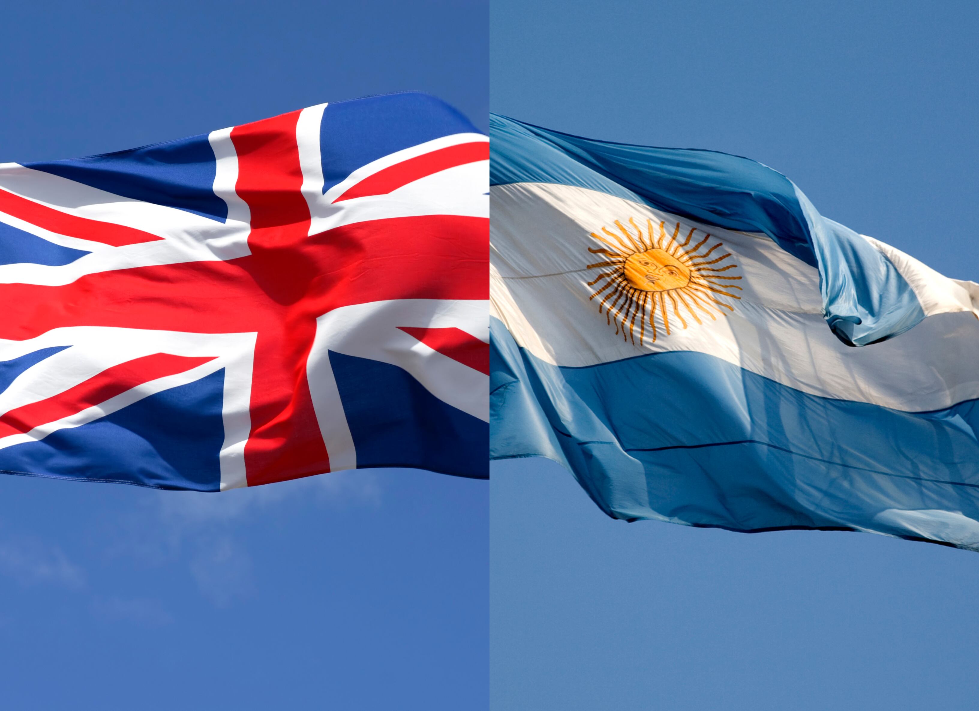 Gran Bretaña y Argentina banderas imagen de referencia. Foto: Getty Images.