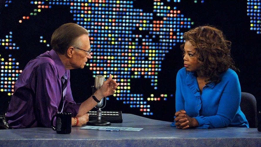 Larry King junto a la presentadora Oprah Winfrey. Foto: Getty Images