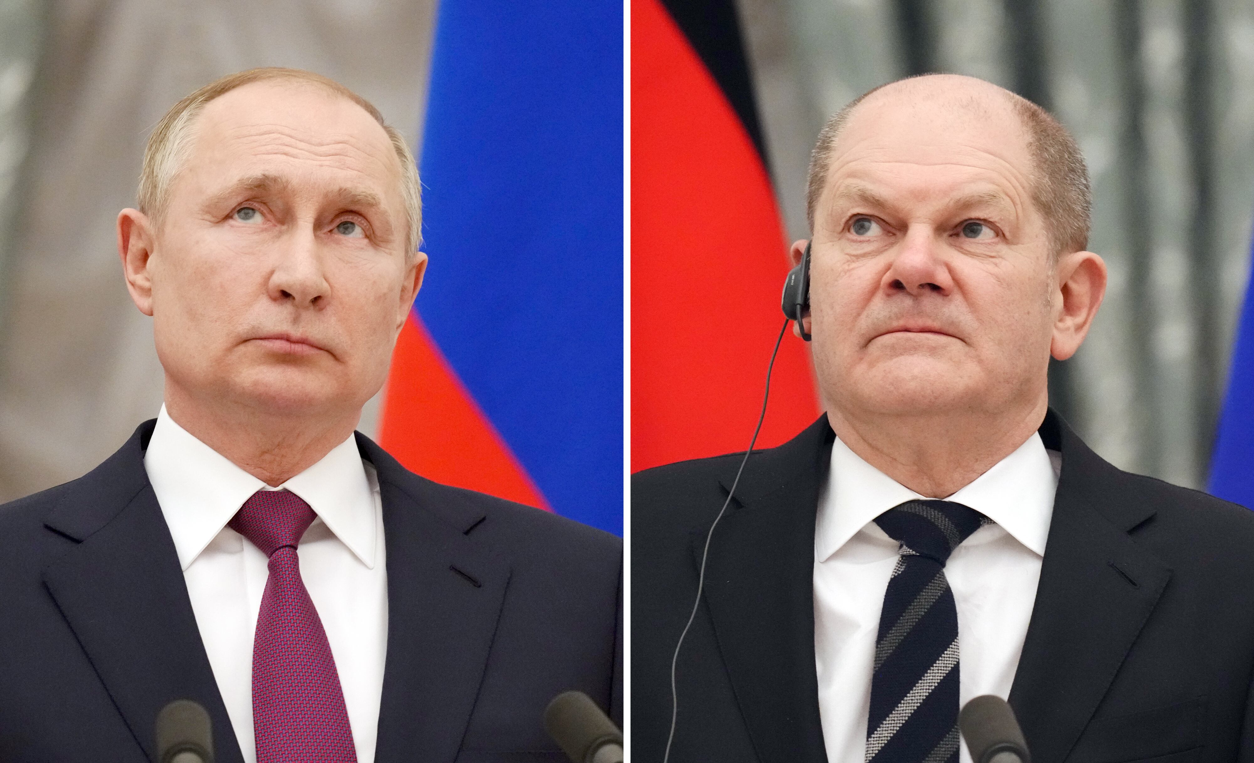 Foto de referencia de Olaf Scholz, el canciller alemán, y Vladimir Putin, presidente de Rusia. Photo: Kay Nietfeld/dpa (Photo by Kay Nietfeld/picture alliance via Getty Images)