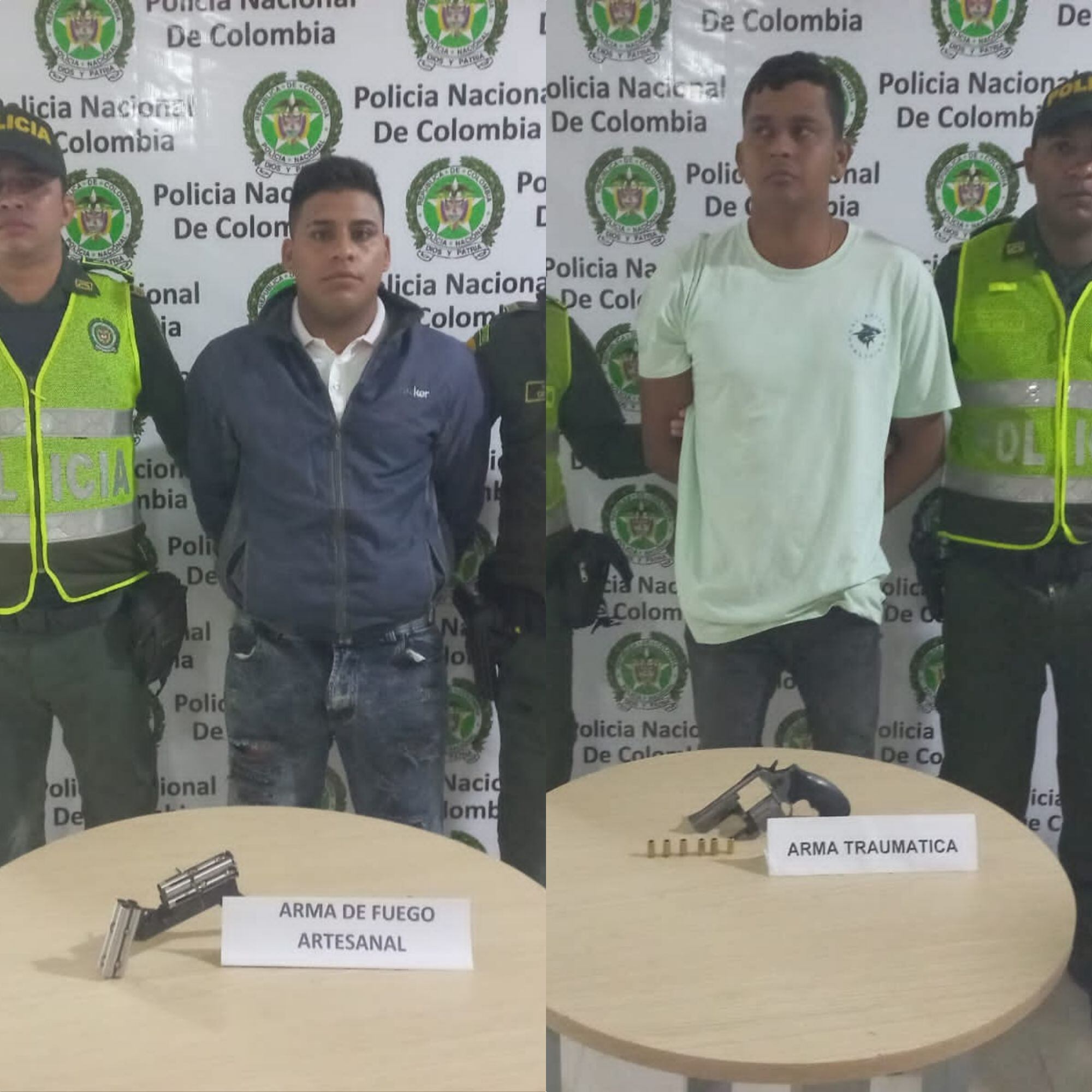 Los hombres fueron capturados por portar armas. Foto: Suministrada/ Policía Metropolitana de Barranquilla.
