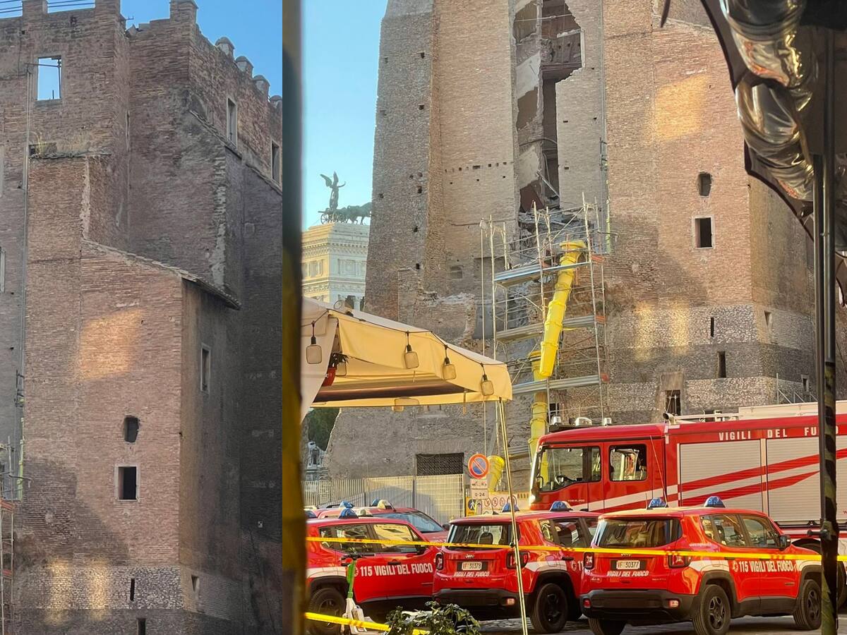 Una persona sigue atrapada en la torre medieval derrumbada en Roma