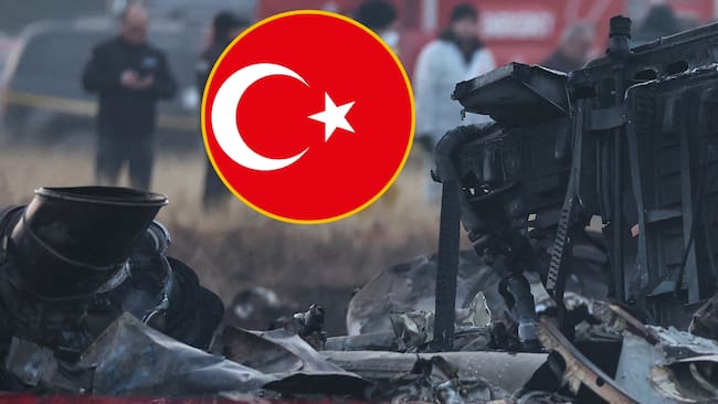 Turquía confirmó la muerte de los 20 pasajeros a bordo del avión militar estrellado. Foto: AFP.