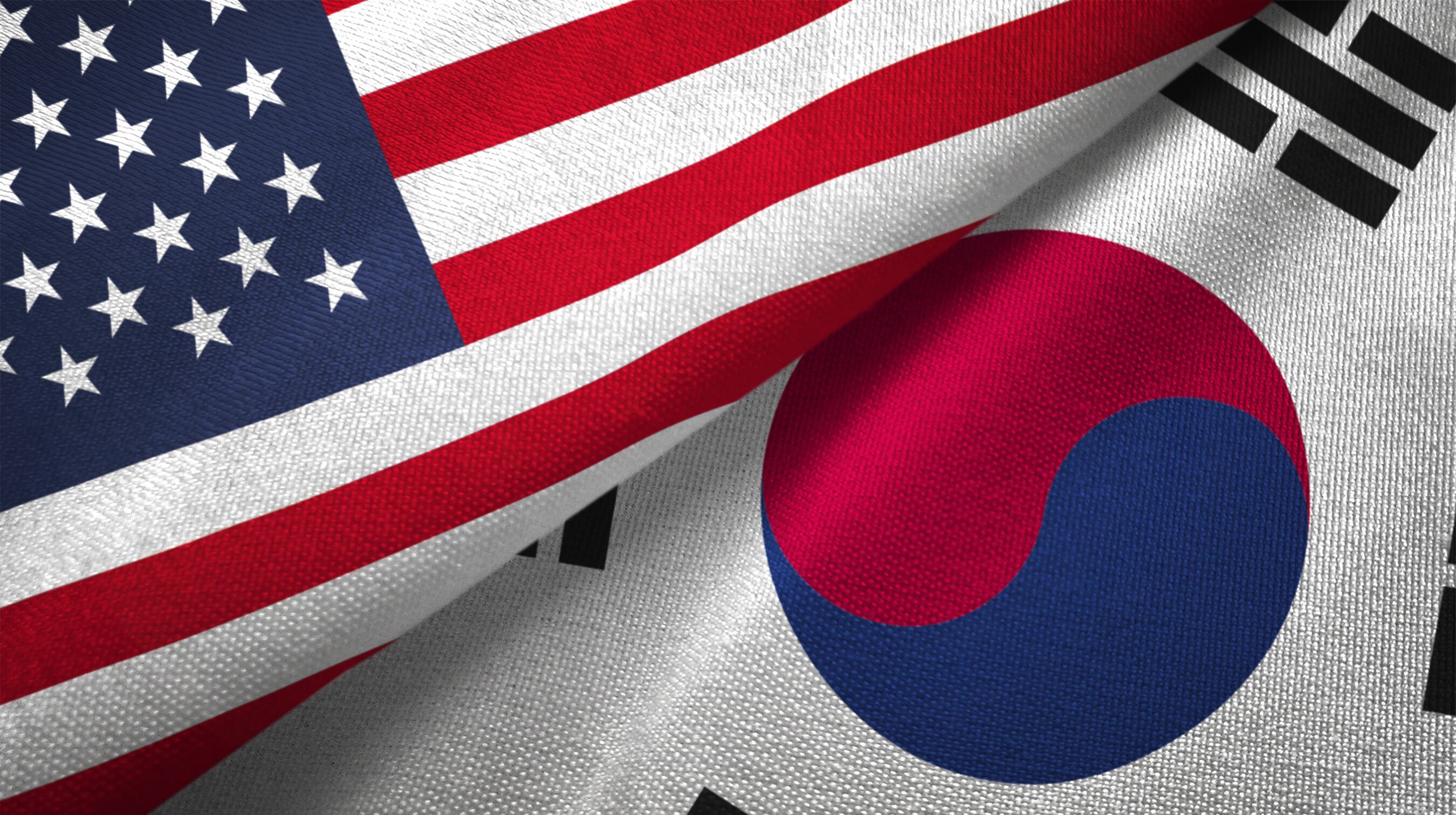 Bandera de Estados Unidos Y Corea del Sur. Foto: Getty Images.