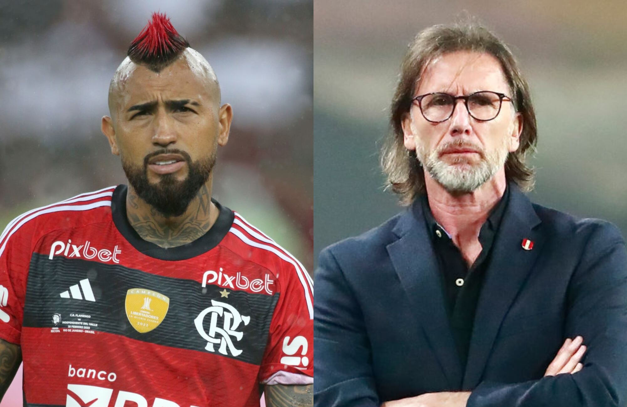 Arturo Vidal y Ricardo Gareca. Foto: (Photo by MB Media/Getty Images) / (Photo by Daniel Apuy/Getty Images)