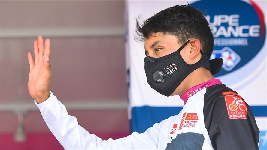 El colombiano Egan Bernal conquistó este lunes la etapa reina de la Ruta de Occitania . Foto: Agencia AFP// Sylvain THOMAS.