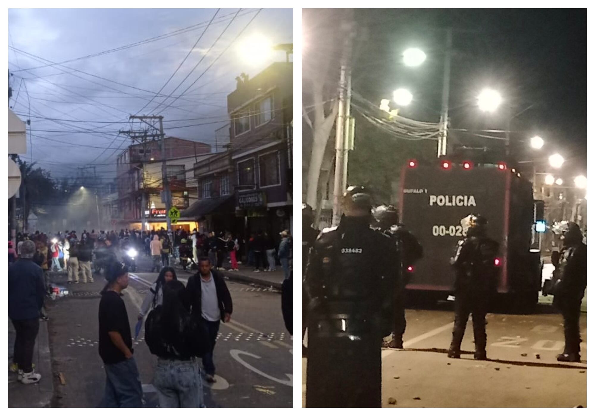 Manifestaciones y disturbios en los CAI Verbenal y La Gaitana, en Usaquén y Suba, respectivamente. Foto: suministrada y tomada del perfil de X @RichieboyPrieto.