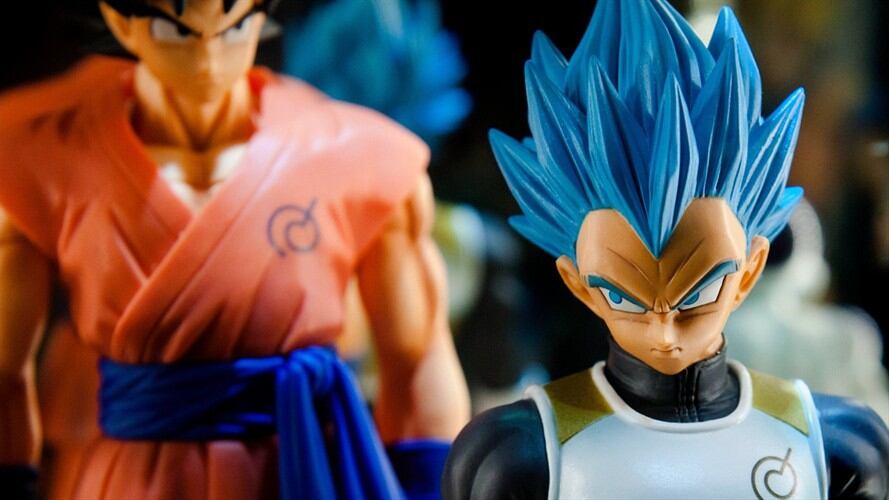 Imagen de referencia de Gokú y Vegeta de la serie Dragon Ball Super. Foto: Jean-Marc ZAORSKI/Gamma-Rapho via Getty Images