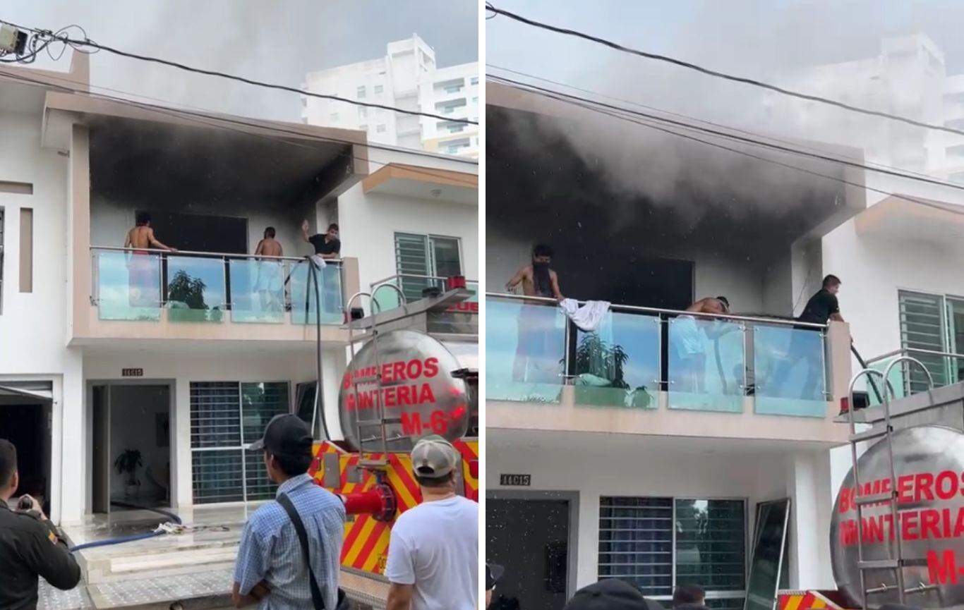 Incendio en el bario Monteverde de Montería. Foto: captura de video.
