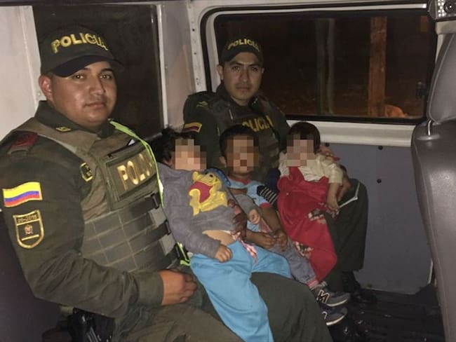 Policía rescató a tres menores abandonados en Popayán. Foto: Policía Nacional