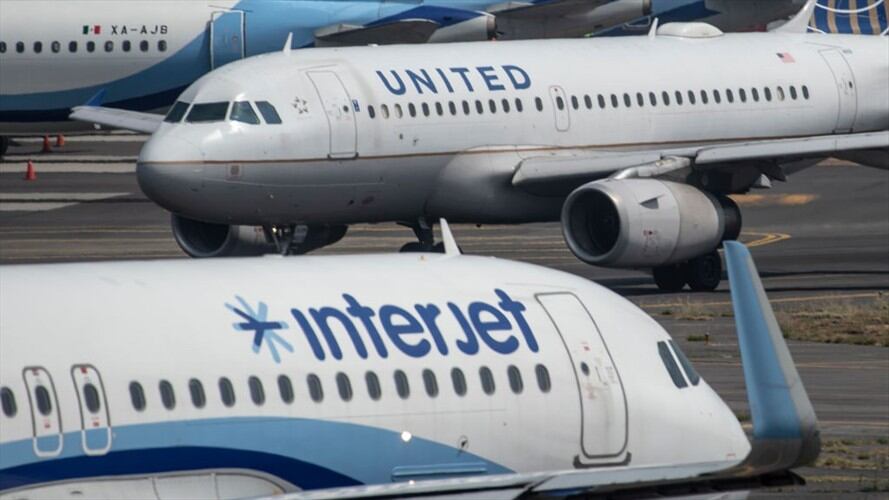 Interjet es la primera aerolínea en ser convocada a proceso es insolvencia por parte de la autoridad de inspección, en el marco de la pandemia del COVID-19. Foto: Getty Images / PEDRO PARDO