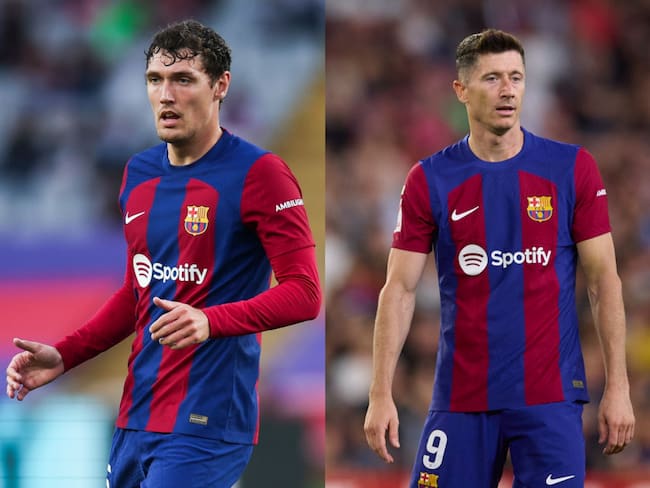 Andreas Christensen y Robert Lewandowski. Foto: (Fran Santiago/Getty Images)(Eric Alonso/Getty Images)
