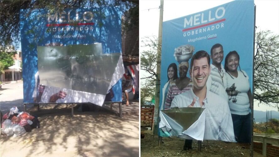 Denuncian acciones vandálicas contra campaña del 'Mello' Cotes en Magdalena. Foto: Suministrada