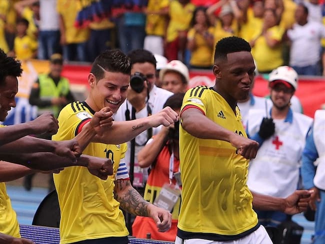 La Selección Colombia celebra el gol ante Bolivia. Foto: Agencia EFE