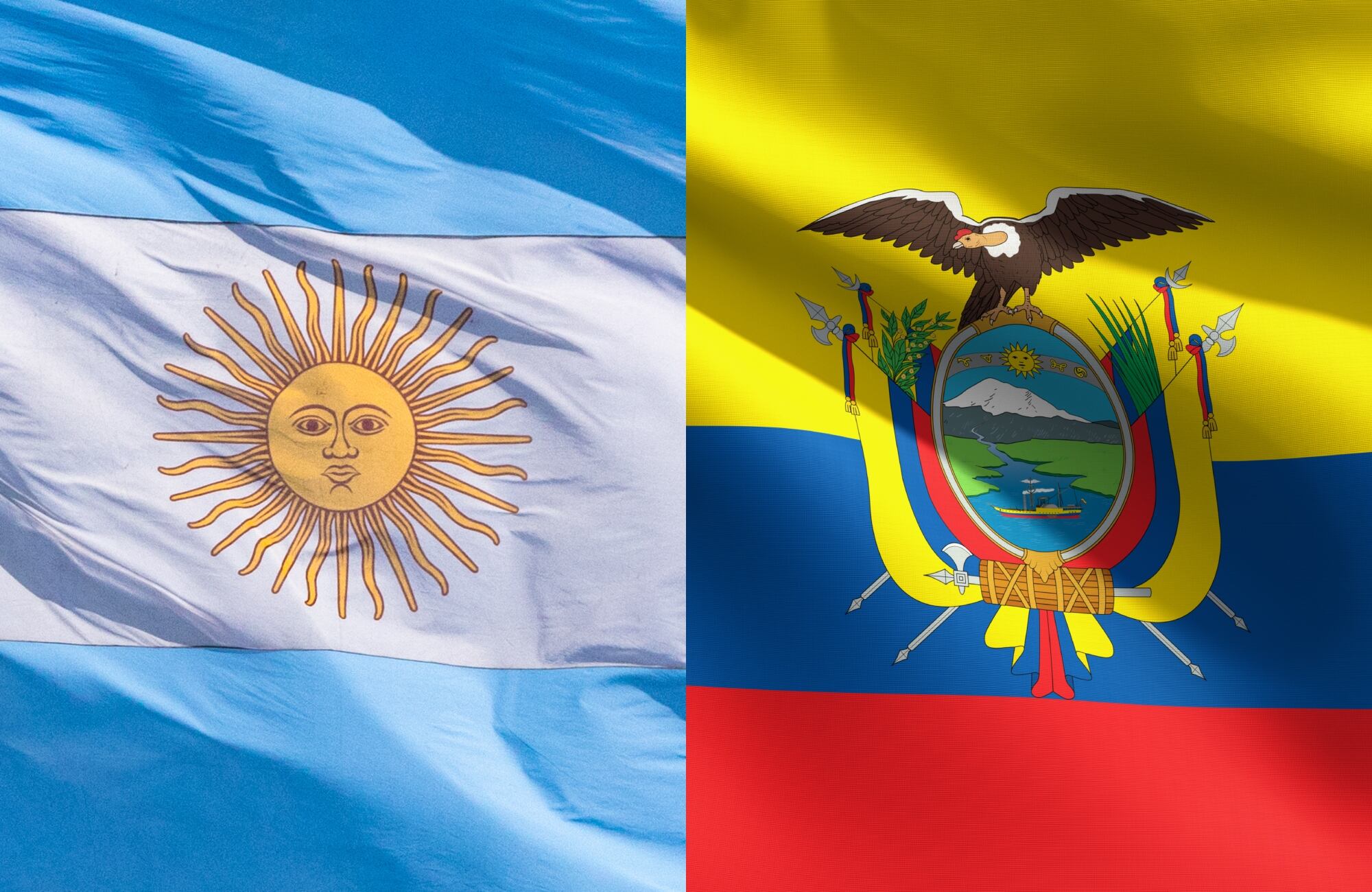 Banderas de Argentina y Ecuador. Foto: Getty Images