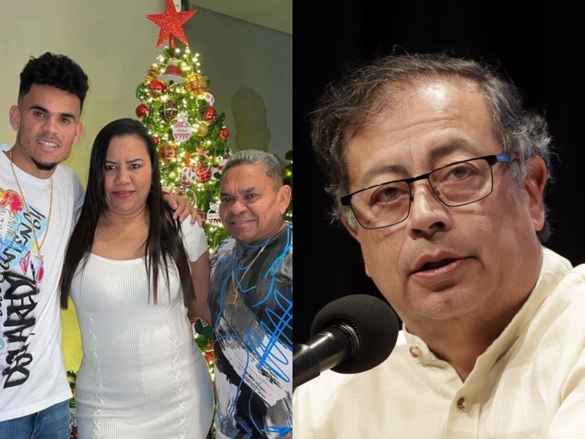 Izq: El futbolista Luis Díaz junto a sus padres Luis Manuel Díaz y Cilenis Marulanda. Der: Gustavo Petro