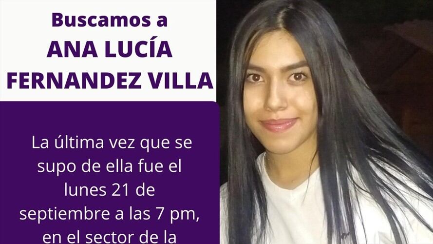 Ana Lucía Fernández, desapareció desde el 21 de septiembre. Foto: Cortesía
