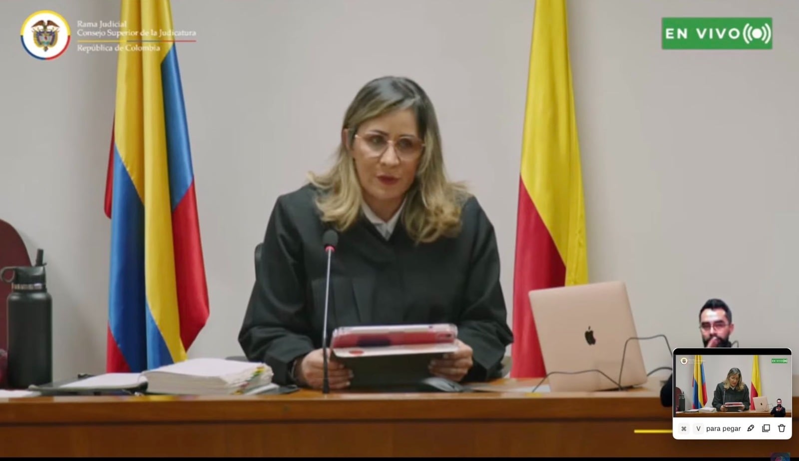Sandra Heredia (Fotos: Tomadas de audiencia del caso Álvaro Uribe Vélez).