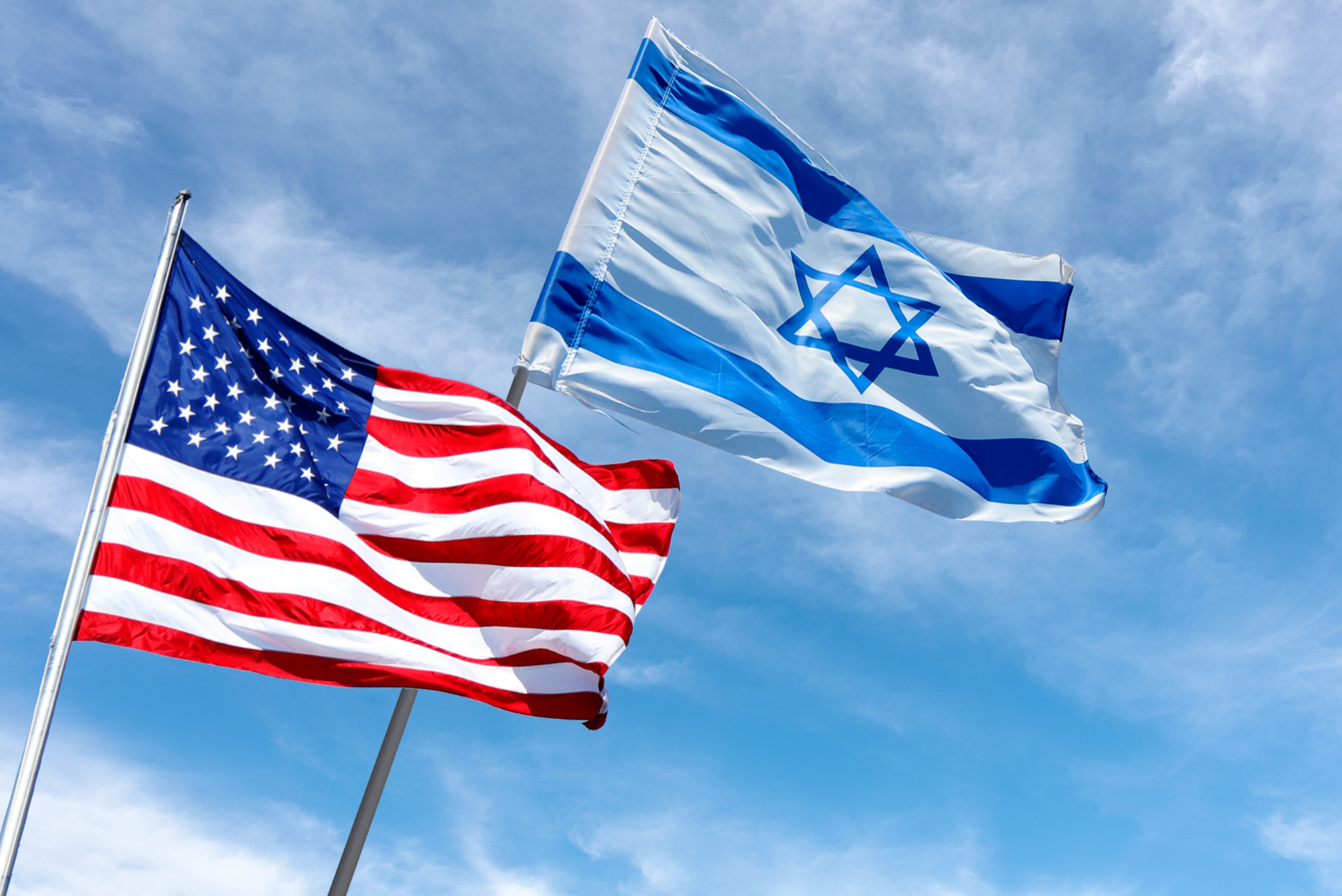 Bandera de Estados Unidos e Israel. FOTO: Getty Images