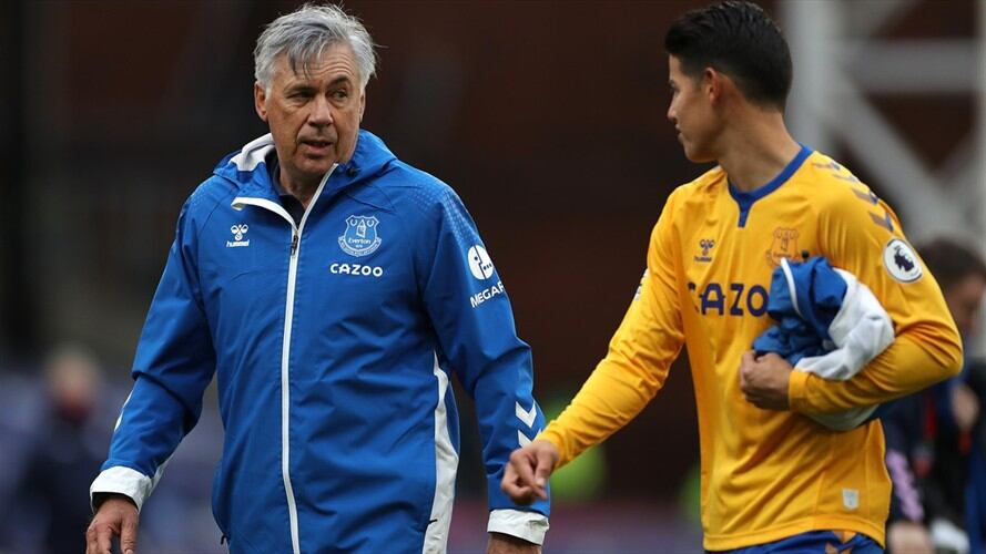 Carlo Ancelotti junto a James Rodríguez. Foto: Getty Images