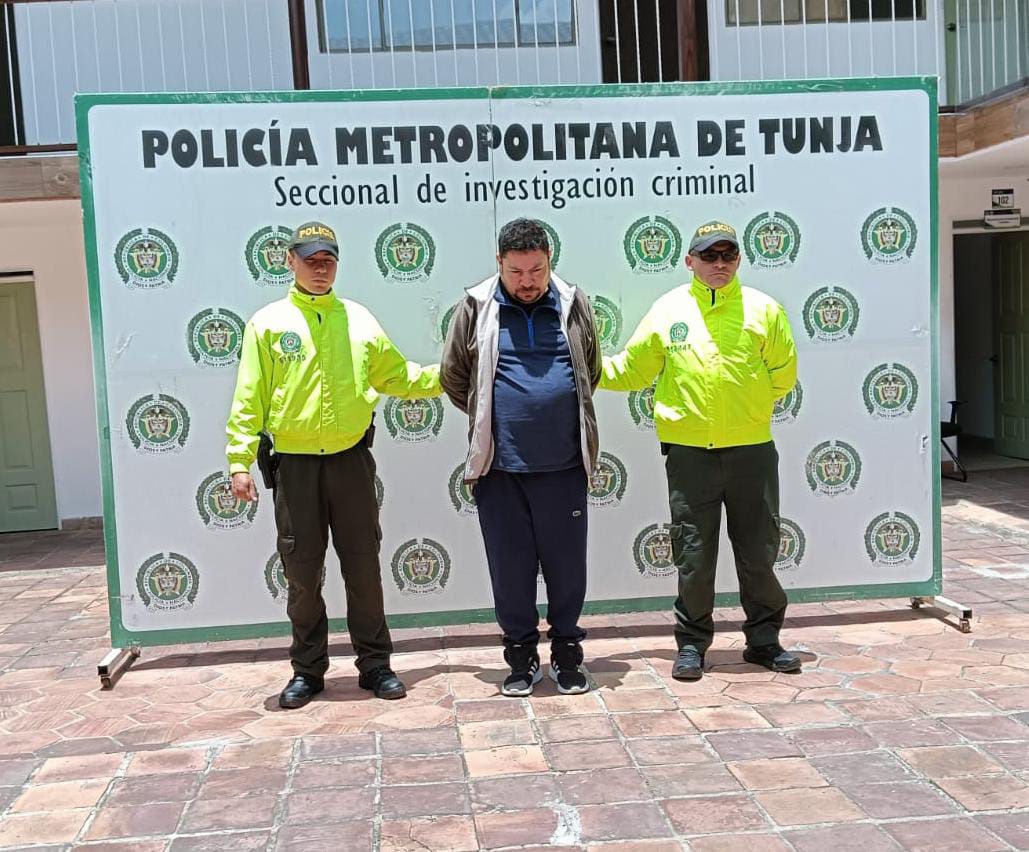 Wilson Andrés Rubiano García, integrante de “Los Arrendatarios”, era requerido por las autoridades de Mdellín, Cali, Bogotá y Tunja / Foto: Policía Metropolitana de Tunja